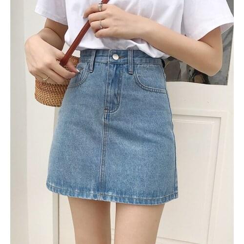 Skirts Womens Mini Harajuku All-match Daily Skirt Casual A-Line Pockets Denim School Student Popular Fashion Women Clothes Skirt