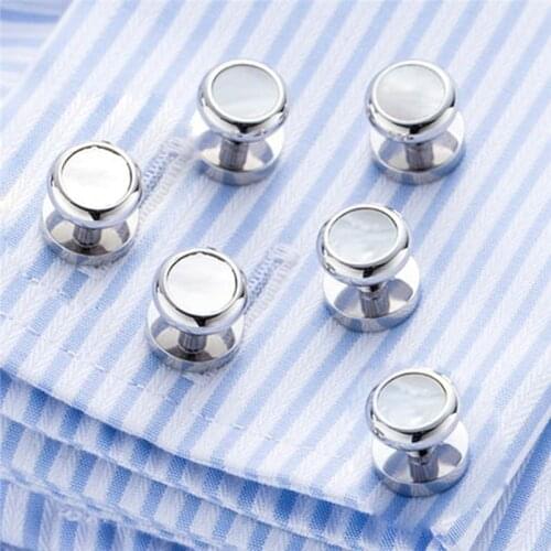 Pearl Shell + Brass Cufflinks for Mens Tuxedo Shirt Stud Cuff Links Buttons Brand Top Quality Man Wedding Jewelry gemelos Z692
