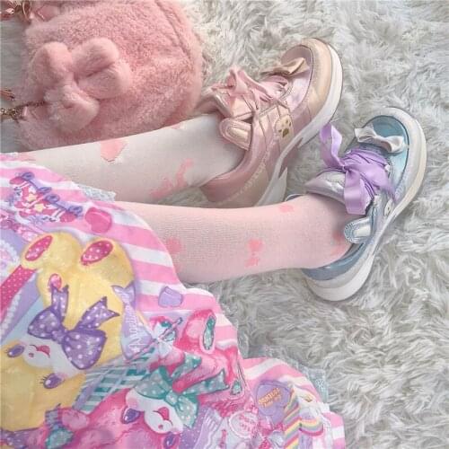 Sweet Lolita Sneakers Round Head Thick Bottom College Anime Casual Sneakers Women Shoes Cute Kawaii Sports Running Lolita Shoes
