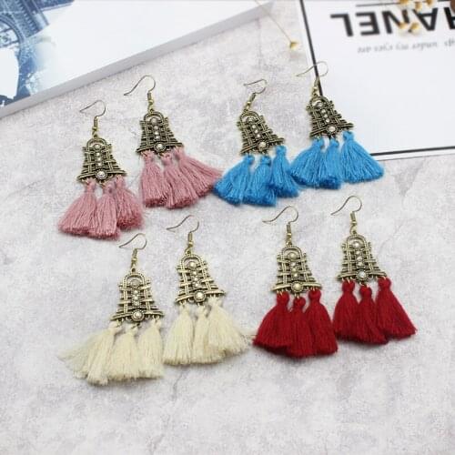 Fashion Style Pagoda Hanging Four Colors Tassels Fringed Earrings For Women Kolczyki Pendientes Pendientes Mujer Female Earrings