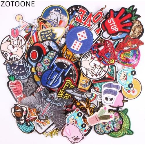 ZOTOONE 10pcs/lots Random Badges Iron on Patches for Clothing Thermal Transfer for Clothes Jeans Embroidery Applique Patches G