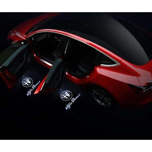 2PCS Car Door Logo Welcome Light LED For Alfa Romeo Giulia Stelvio Brand Pattern Auto Tuning Accessories LED Puddle Decoration