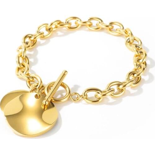 2020 fashion rose gold two round bracelets for women charms stainless steel ОТ buckle wristband jewelry accessories wholesale