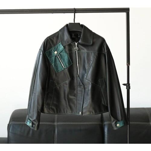 2021 Leather Jacket Womens Short Motorcycle Leather Jacket Korean Version Was Thin Sheepskin All-match Jacket Sheepskin Collar