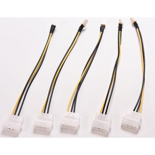 5 Pcs 4-Pin Molex/IDE to 3-Pin CPU Case Fan Power Connector Cable Adapter 20cm Accessories