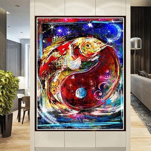 5d Diamond Painting Diamond Embroidery Cross Stitch Yin Yang Fish Pictures Rhinestone Diamond Mosaic Home Decor Gift