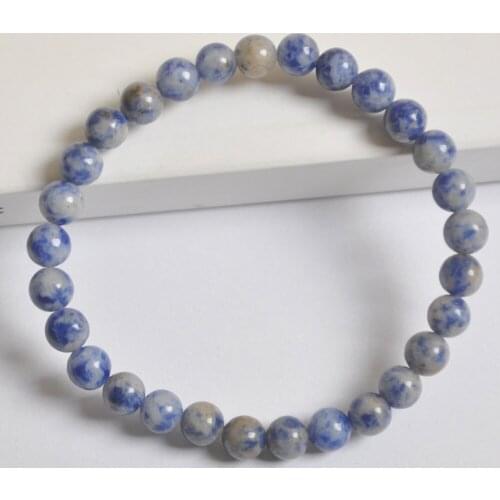 6MM Brazilian Sodalite Beads Bracelet Bangle Stretch 7.5 Inch Jewelry G640