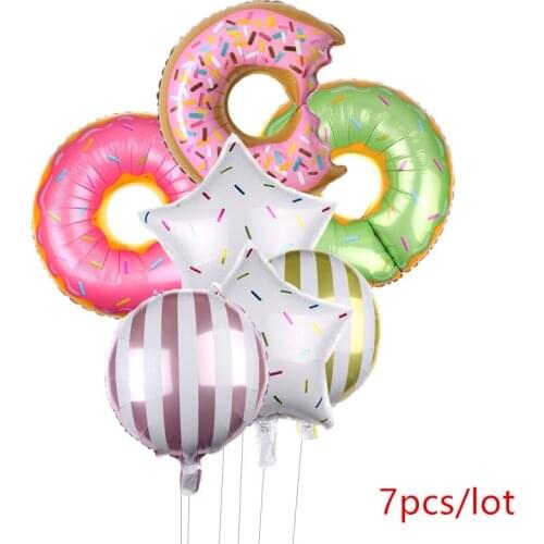 7pcs/lot Doughnut Foil Balloons Donut Helium Balloon Cate Theme party Balloons Birthday Party Decorations Gender reveal Decor