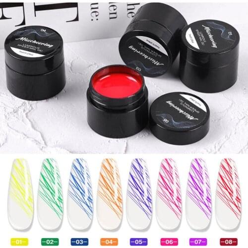 8pcs Colorful Drawing Nail Gel Polish 8ml Spider Glow In The Dark Pull Line Gel Thick Elastic Painting Nail Art UV Gel