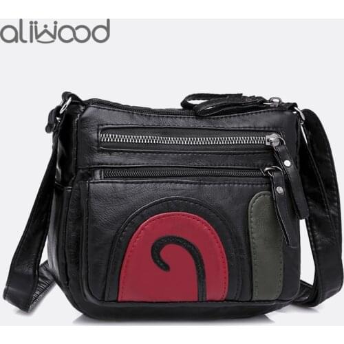 Aliwood Women Shoulder Bags Casual Soft Leather Ladys Messenger Bags Flap Bag Simple Small Female Crossbody Bags Handbag Bolsas