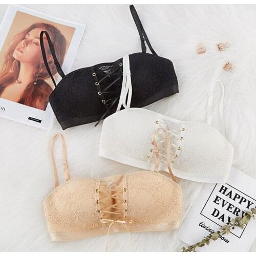 No Shoulder Strap Underwear Gather Non-Slip on Torme Back Strapless Bra Posted Female Small Chest Strapless Wrapped Chest-Invisi