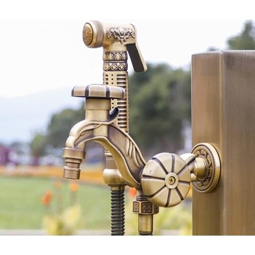 Retro Solid Brass Outdoor Decorative Garden Faucet Animal Shape Garden Faucet Washing Machine Mop Toilet Faucet