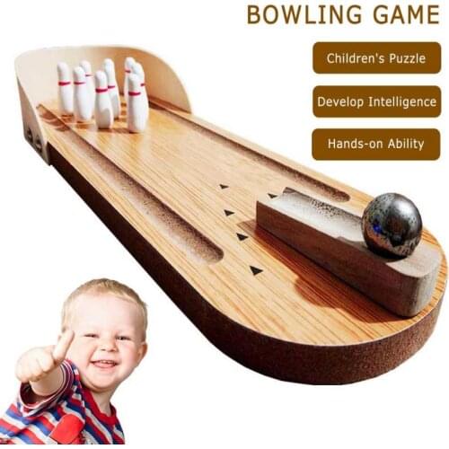 Wooden Mini Desktop Bowling Game Childrens Toy Set Fun Indoor Parent-Child Interactive Board Game Bowling Educational Toys