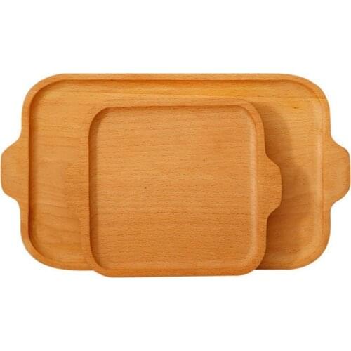 Wood Bamboo Tray Tea Cup Saucer Fruit Dessert Dinner Plant Storage Pallet Decoration Sushi Rectangular Plate