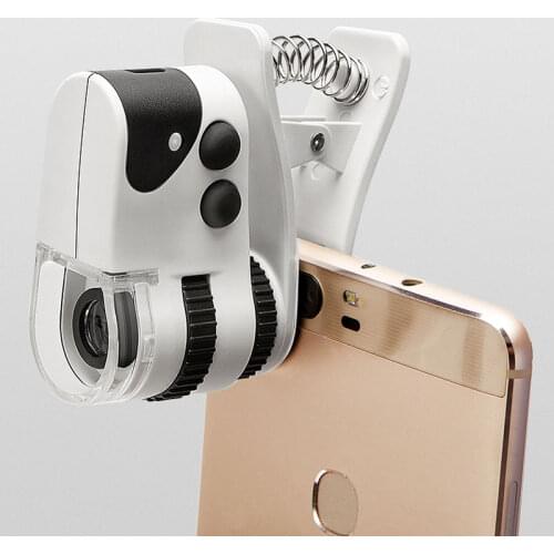 Pocket Photo Microscope Magnification 50x 60x Magnifying Glass Universal Phone Holder USB Rechageable Magnifier Jewelry Loupe