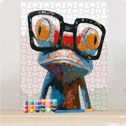 GATYZTORY DIY Painting By Numbers Jigsaw Puzzle Frog Animal Canvas Drawing For Adult Children Handpainted Gift Home Wall Art