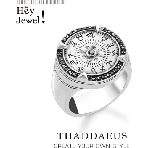 Elements of Nature Cocktail Ring in 925 Sterling Silver,Vintage Gift for Men,Europe Sign of Strength 2021 Winter Fine Jewelry