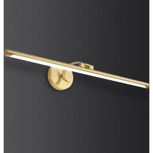 Postmodern brass bathroom bathroom mural mirror headlights American retro simple Nordic personality mirror front wall lamp