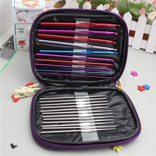 22Pcs Metal Crochet Hand Sewing Needles Knitting Needles Sweater Weaving Tool Suit Stainless Steel Crochet Set
