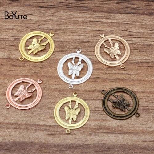 BoYuTe (100 Pieces/Lot) Metal Brass Stamping 17MM Butterfly Connector Charms Diy Hand Made Jewelry Findings