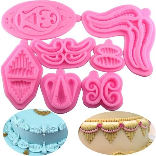 Mujiang Frosting Texture Lace Silicone Molds Cake Border Fondant Cake Decorating Tool Sugar Paste Chocolate Candy Clay Mold