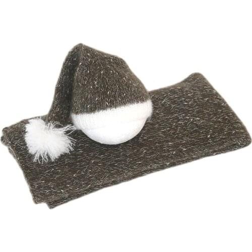 Newborn Outfit Props Knitted Newborn Posing Fabric Layer Mohair Baby Swaddle Wrap Baby Boy Stretch Knit Wrap Photography Hat