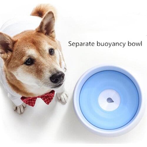New dog drinking water bowl Non-wet mouth cat dog splash-proof large capacity buoyancy dog bowl Anti-mite water buoyancy bowl