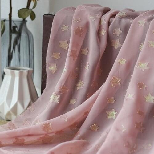 New colorful silk star pattern chiffon jacquard cut flower fabric DIY spring and summer womens clothing childrens dress shirt