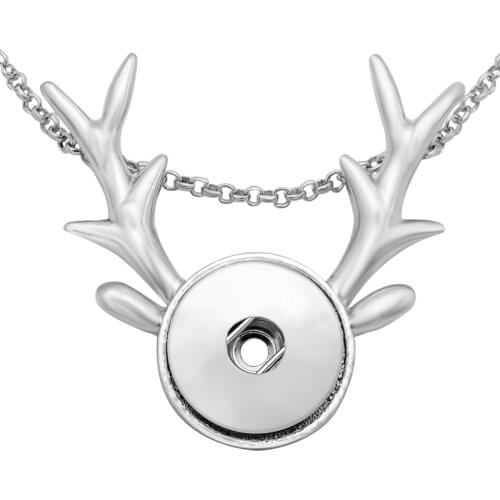 New Christmas Elk Antler snap Pendant Necklace fit 18mm snap buttons fashion DIY Fittings snap jewelry XL0109