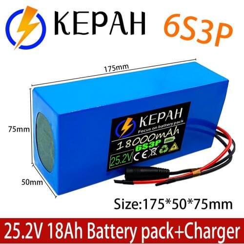 The new lithium-ion batteries 6s3p, 24V, 18ah, 18650, 25.2v, 18000mah are used for electric mopeds