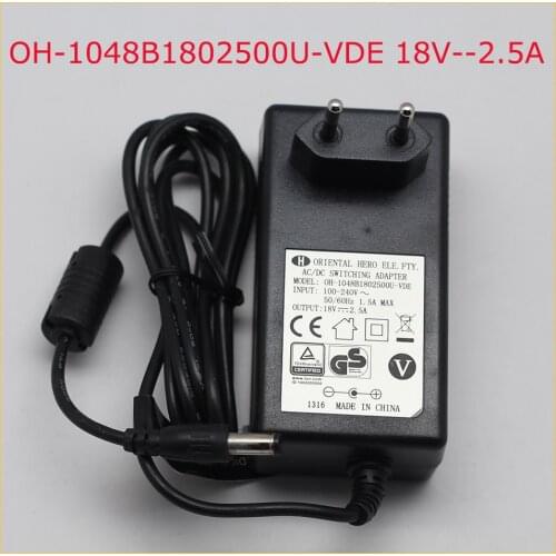 OH-1048B1802500U-VDE 18V--2.5A AC / DC SWITCHING Adapters OH 1048B1802500U VDE Switching Power Supply 18V 2.5A