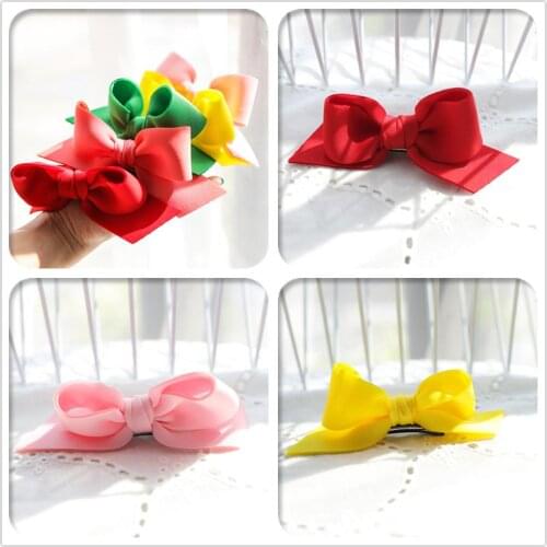 Wholesale Boutique 10pcs Fashion Cute Cotton Bow Hairpins Solid Big Bowknot Hair Clips Princess Headwear Girls Hair Accessories