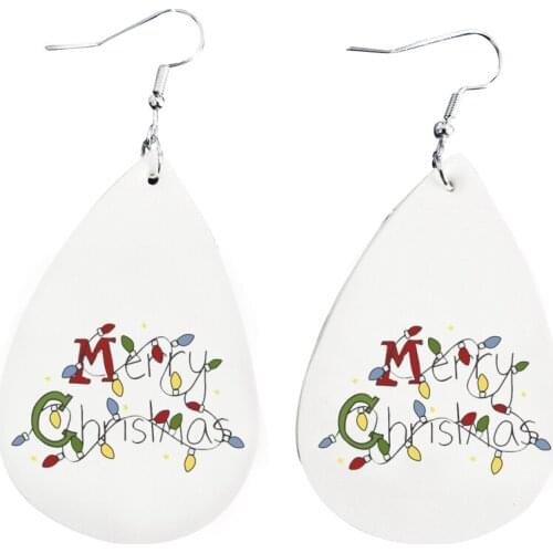 Wholesale Love Merry Christmas Lights Earrings- Faux Leather Earrings Bulk Order Stock