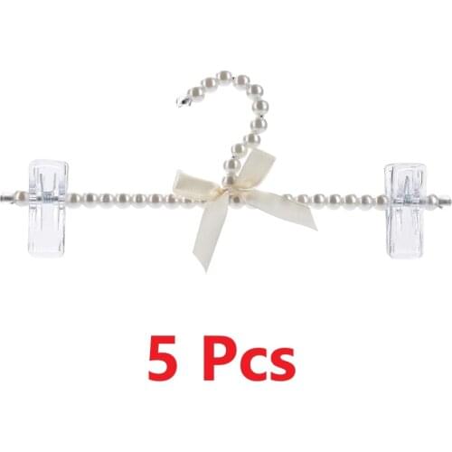 5pcs Plastic Pearl Bow Pants Trousers Skirt Hanger Clothes Hangers Fashion New for Adult