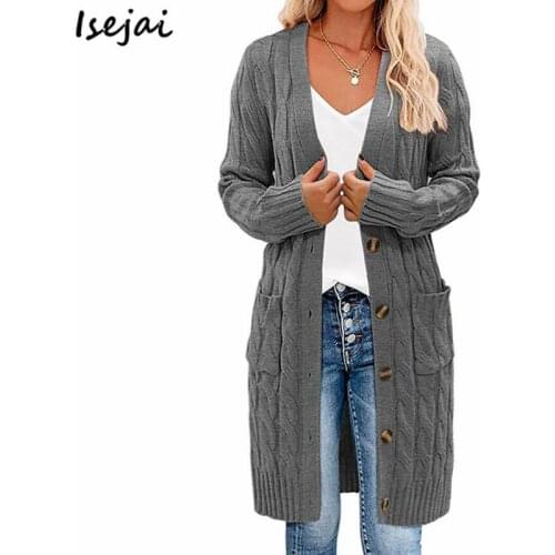 Thick Long Cardigan Women Single Breasted Twist Knitting Cardigans Sweater Woman Solid Coat