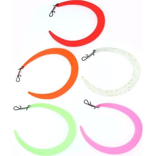 50PCS Saltwater Fishing M Pretied Fishing Fly Wiggle Tails Lure / Jig Tails with Quick Snap for Predator Pike Trout Bass
