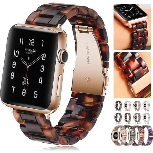 Resin Watch Band For Apple Watch 6 5 4 3 2 44mm 40mm transparent strap Bracelet For iWatch Band Replacement Series 6 5 4 3 38 42