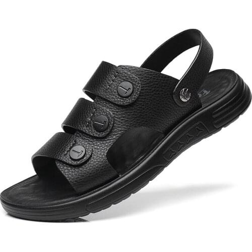 Classic Men Shoes Summer Mens Sandals Genuine Leather New Style Outdoor Walking Comfortable Soft Anti-Slippery Large Size 38-47