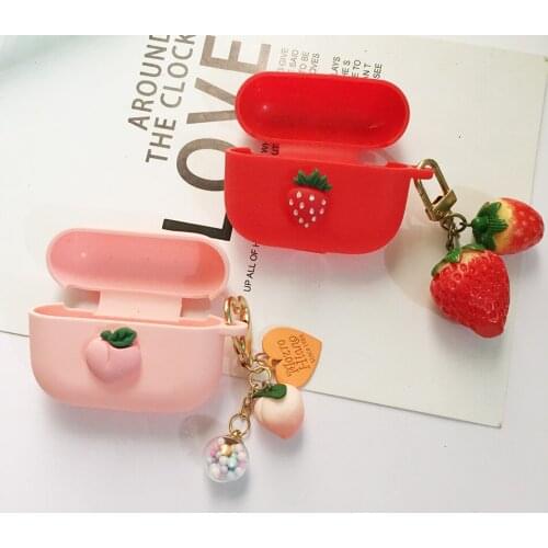 Silicone Protect Case For Vivo Tws 2e Wireless Earphone Charging Box Accessories with Cute Peach Keychain Cover Case Fundas