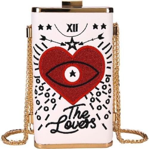 Women Luxury Handbag Embroidered eyes Love Chain Messenger Bag Evening Bag Lady Party Purse Cocktail banquet Bag Day Clutches