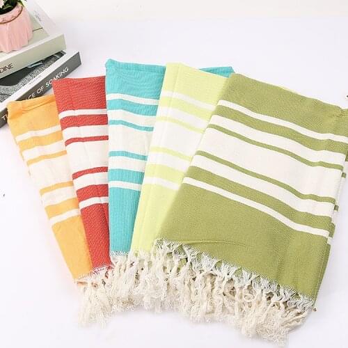 Striped Turkish towel Sports Bath Towel for women with Tassels Travel Gym Camping Bath Sauna Beach Gym Pool Blanket Quick-Dry