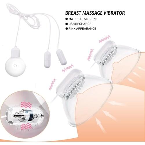 USB Charging Nipple Sucker Vibrator And Brush Breast Enlargement Pump Nipple Massage Stimulator Sex Toy Female Masturbation Bra