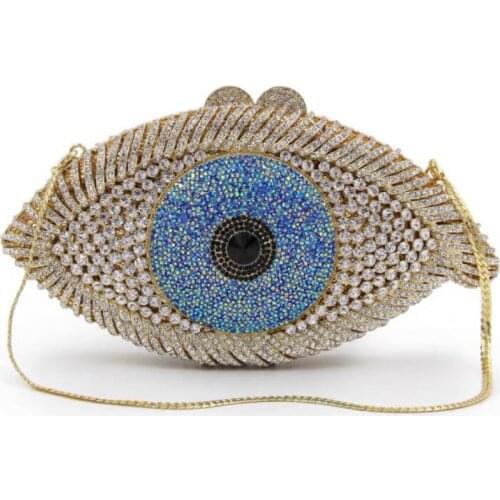 Diamond-studded evening bag for eyes, metal diamond hand-held cosmetic bag