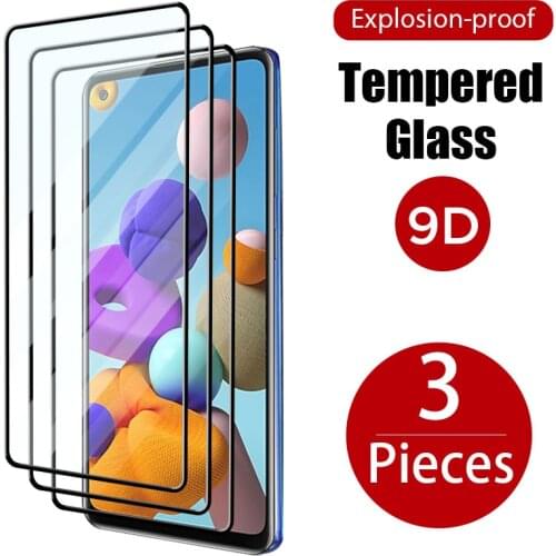 3PCS Full Cover Tempered Glass for Samsung A71 A21S A12 A31 A41 A42 Screen Protector for Samsung A51 A50 A70 A52 A72 A32 Glass