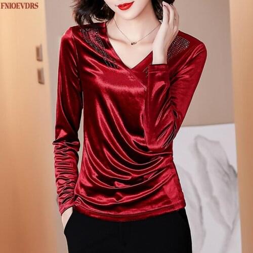 Women Fashion Winter Spring Basic Wear Elegant Office Lady Work V Neck Solid Tops And Blouses