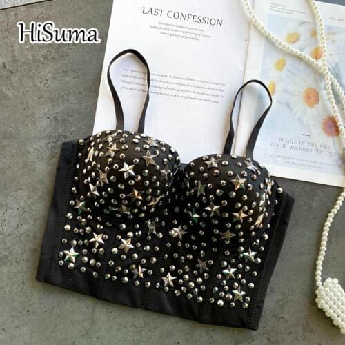 2021 summer new womens Retro stars rivet Tube top bra one piece belt pad wireless tube top female underwear Corset tops