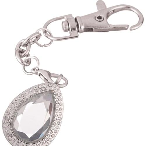 10pcs/lot Teardrop Thick glass crystal stone locket Key Ring Memory Living Magnet Glass Keychains Locket for Floating charms