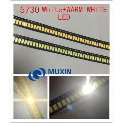 10000pcs/LOT 5730 LED-white5000+Warm white5000 0.5W 50-55lm 6500K White Light SMD 5730 5630 LED chip lamps(3.2v-3.4v)