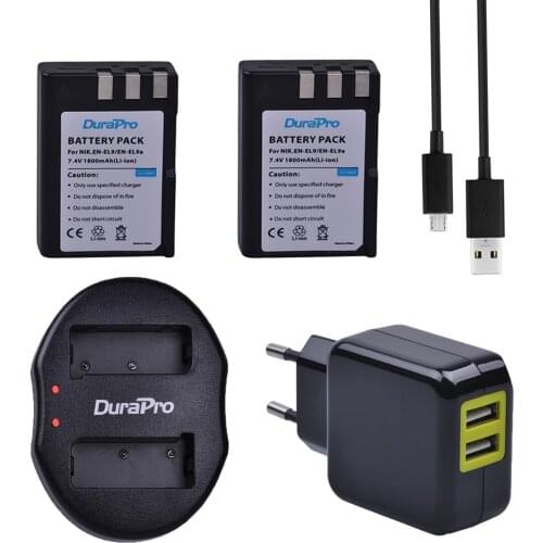 2pcs 1800mAh EN-EL9 EN EL9 ENEL9 Camera Li-ion Battery + USB Dual Charger + AC Adapter For Nikon D40 D40X D60 D3000 D5000 Camera