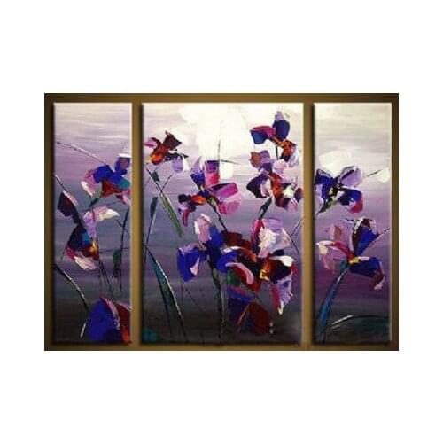 3 pcs Hand Painted Wall Decor-Blooms Of Irises V-Modern Canvas Art Wall Decor-Floral Oil Painting Wall Art